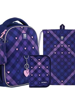Набір kite рюкзак + пенал + сумка для взуття set_k24-555s-1 check and hearts