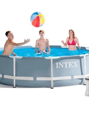 Каркасный бассейн круглой формы intex с картриджным фильтром диаметр 305 см. высота 76 см. || kilometr+