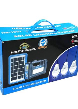 Солнечная автомномная система освещения holsten bossen hb-1921 + 3 led лампы