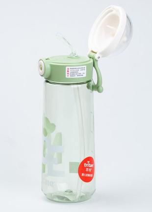 Бутылка для воды 620 мл с трубочкой многоразовая зеленая4 фото
