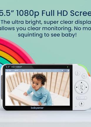 5,5-дюймовая видеоняня babysense с разделенным экраном и разрешением full hd 1080p