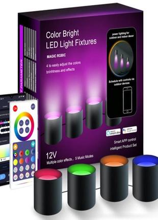 Настінна led лампа rgb intelligent wall lamp 4 pcs with bluetooth european plug with app