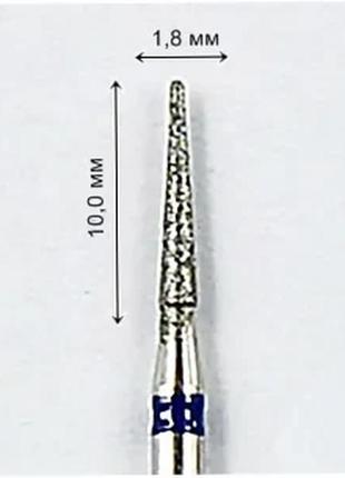 Бор алмазний ігла 1,8/10,0 мм dfa  середній алмаз (синє кільце) mm18