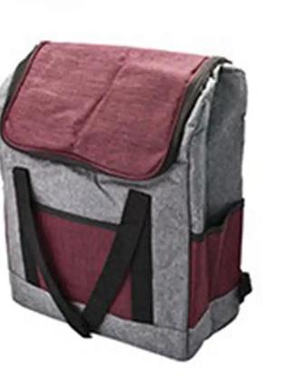 Термосумка-рюкзак picnic 8010-5 (33*17*38см) stenson бордовий