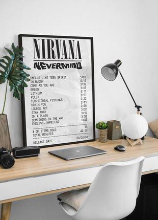 Постер nirvana - nevermind у рамці / плакат нірвана
