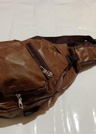 Мужская сумка слинг однолямочный рюкзак кожаный винил через плечо на молнии уценка (качество швов)