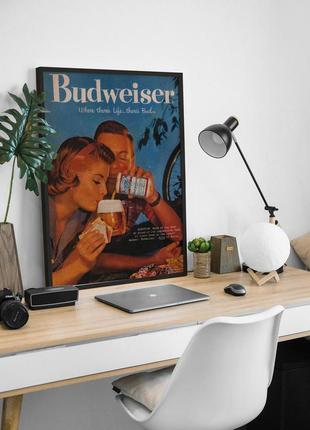 Вінтажний пивний постер / beer / пивний плакат / пиво budweiser