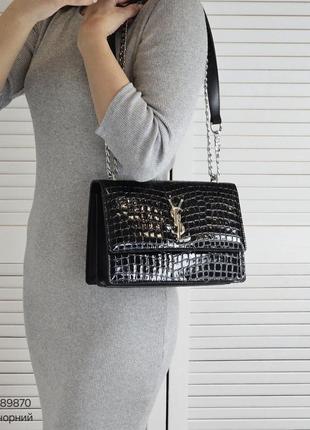 Жіноча якісна сумка , стильний  клатч з еко шкіри чорний рептилія