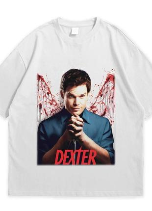 Футболка с принтом декстер dexter xxxl белый