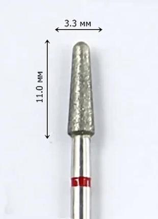Бор алмазный для прямого наконечника конус закругленный 3,3/11,0мм (dfa) мелкий алмаз (красное кольцо) fl33
