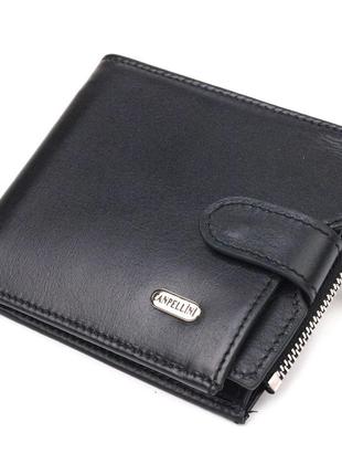 Стильний чоловічий горизонтальний гаманець із натуральної гладкої шкіри canpellini 21505 чорний