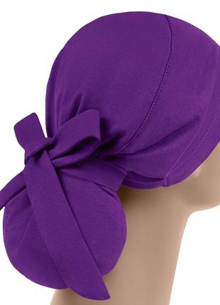 Медицинская шапочка шапка женская тканевая хлопковая многоразовая цвет фиолетовый