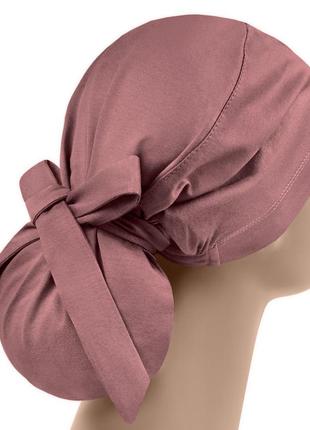 Медична шапочка шапка жіноча тканинна бавовняна багаторазова колір темна пудра
