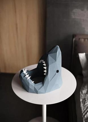 Paperkhan конструктор із картону акула голова оригамі papercraft 3d фігура розвивальний набір антистрес