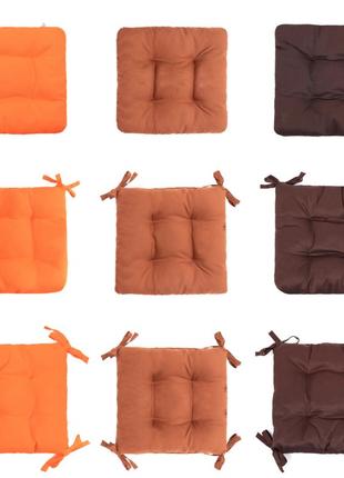Подушка на стул кресло, табурет, садовое кресло  30х30х8 оранжевая7 фото