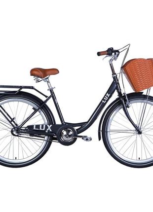 Велосипед st 26" dorozhnik lux планет рама- " с багажником задн st с корзиной pl с крылом st 2024