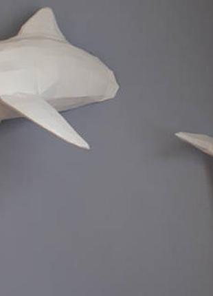 Paperkhan конструктор из картона акула рыба стена оригами papercraft 3d фигура развивающий набор антистресс