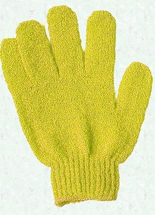 Перчатка-мочалка массажная банная - желтая