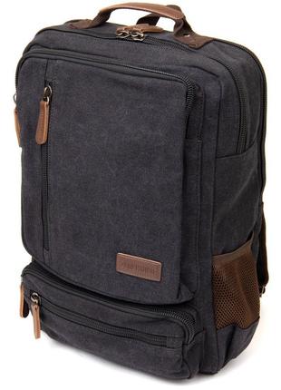 Рюкзак текстильный дорожный унисекс на два отделения vintage 20611 черный