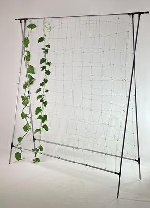 Шпалера для огірків подвійна chipo lina - висока металева опора для кучерявих рослин у комплекті з сіткою для підв'язування огіркі