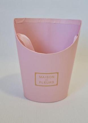 Розовая коробка-кашпо maison&fleurs для букетов из мыльных цветов