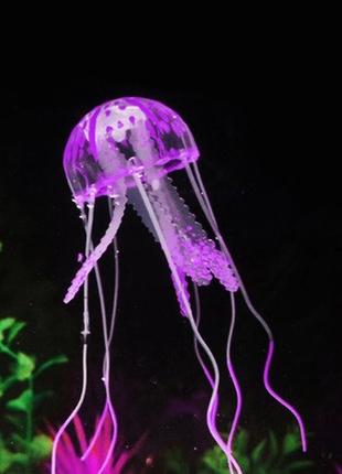 Медуза для акваріума силіконова 10 на 22 см фіолетовий