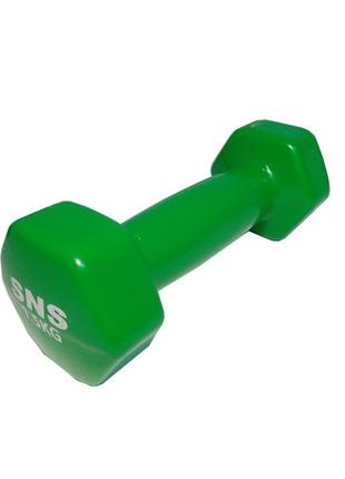 Гантели для фитнеса sns виниловые по 1,5 кг 2 шт. зеленый