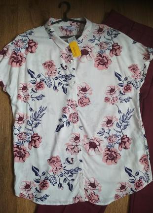 Красивая вискозная рубашка блуза tom&rose p.2xl, замеры на фото