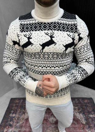 Новогодний свитер вязаный deer ch/b вт4661