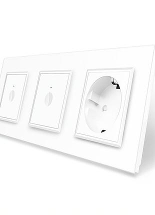 Сенсорный проходной выключатель sense 2 сенсора (1-1) 1 розетка livolo белый стекло