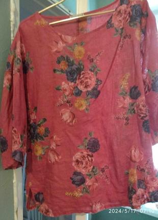 Блуза льон, легка зручна пог-65.довжина 70