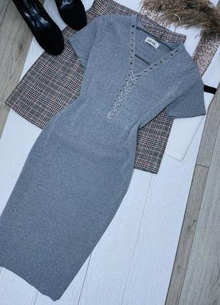 Сіра блискуча сукня s m плаття на шнурівці коротка сукня з люрексом