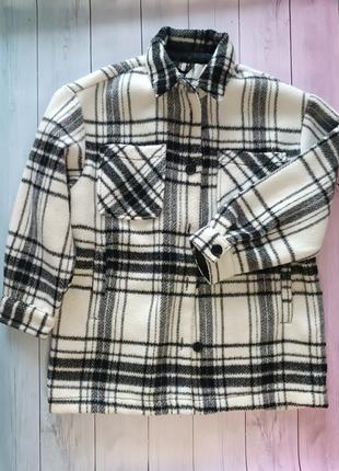 Пальто сорочка оверсайз,  піджак в клітинку для дівчинки р.146-152