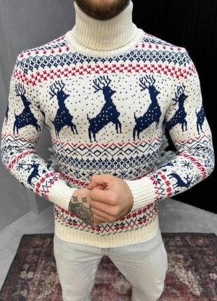 Новогодний свитер вязаный deer sea/red вт4660