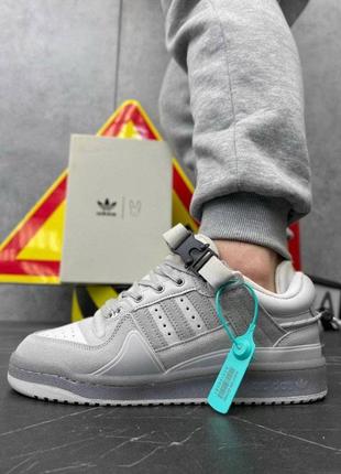 Кросівки чоловічі сірий adidas forum low + +x bad bunny grey к6 6-3!