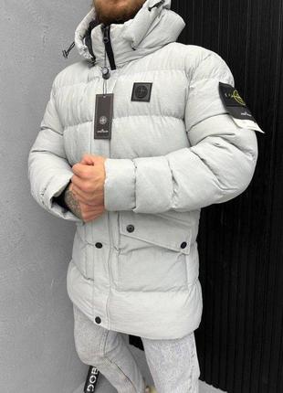 Зимова куртка stone island сіра вт7512