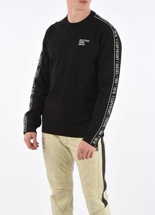 Шикарний джемпер, світшот, светр diesel k-tracky-c logo side bands crewneck sweater black5 фото