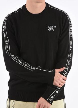Шикарний джемпер, світшот, светр diesel k-tracky-c logo side bands crewneck sweater black