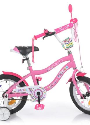 Велосипед дитячий prof1 y14241 14 дюймів, рожевий