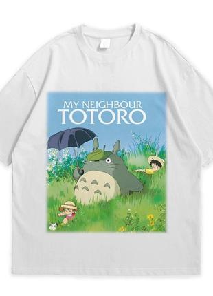 Футболка с принтом мой сосед тоторо my neighbor totoro xl белый