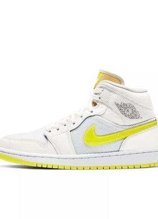 Круті кросівки nike air jordan w 1 retro mid se sneakers voltage yellow