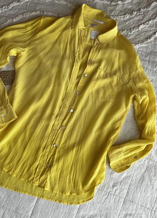 Шелковая рубашка желтая