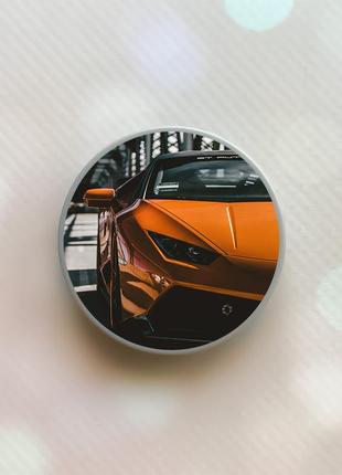 Тримач для смартфона / планшета попсокет popsocket сірий :: авто помаранчеве (принт 237)