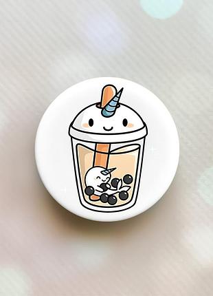 Тримач для смартфона / планшета попсокет popsocket білий :: коктейль єдиноріг (принт 96)