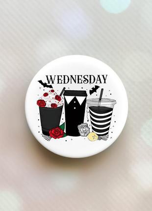 Держатель для смартфона / планшета попсокет popsocket белый :: коктейли венздей (принт 216)