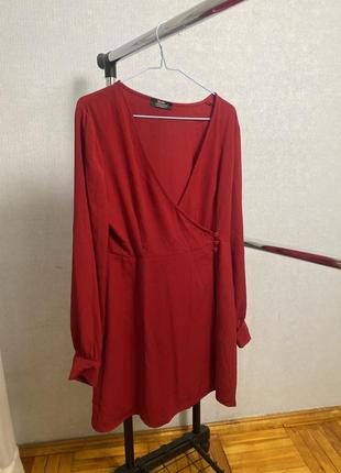 Бордовое платье с длинным рукавом м