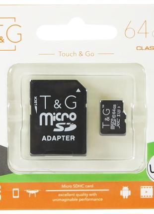 Карта памяти 64gb microsdhc class 10 с адаптером sd t&g