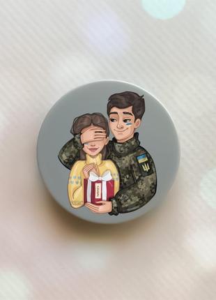 Держатель для смартфона / планшета попсокет popsocket серый :: украинка со сладостями (принт 175)