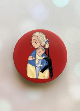 Тримач для смартфона / планшета попсокет popsocket червоний :: дівчина з автоматом (принт 21)