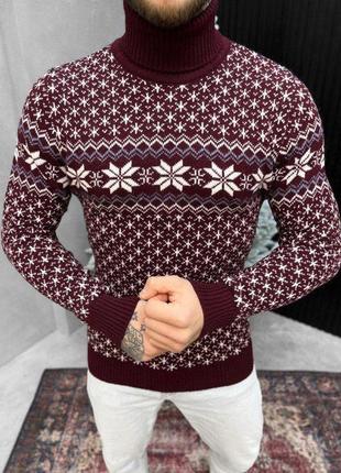 Новогодний свитер вязаный  bordo вт4657